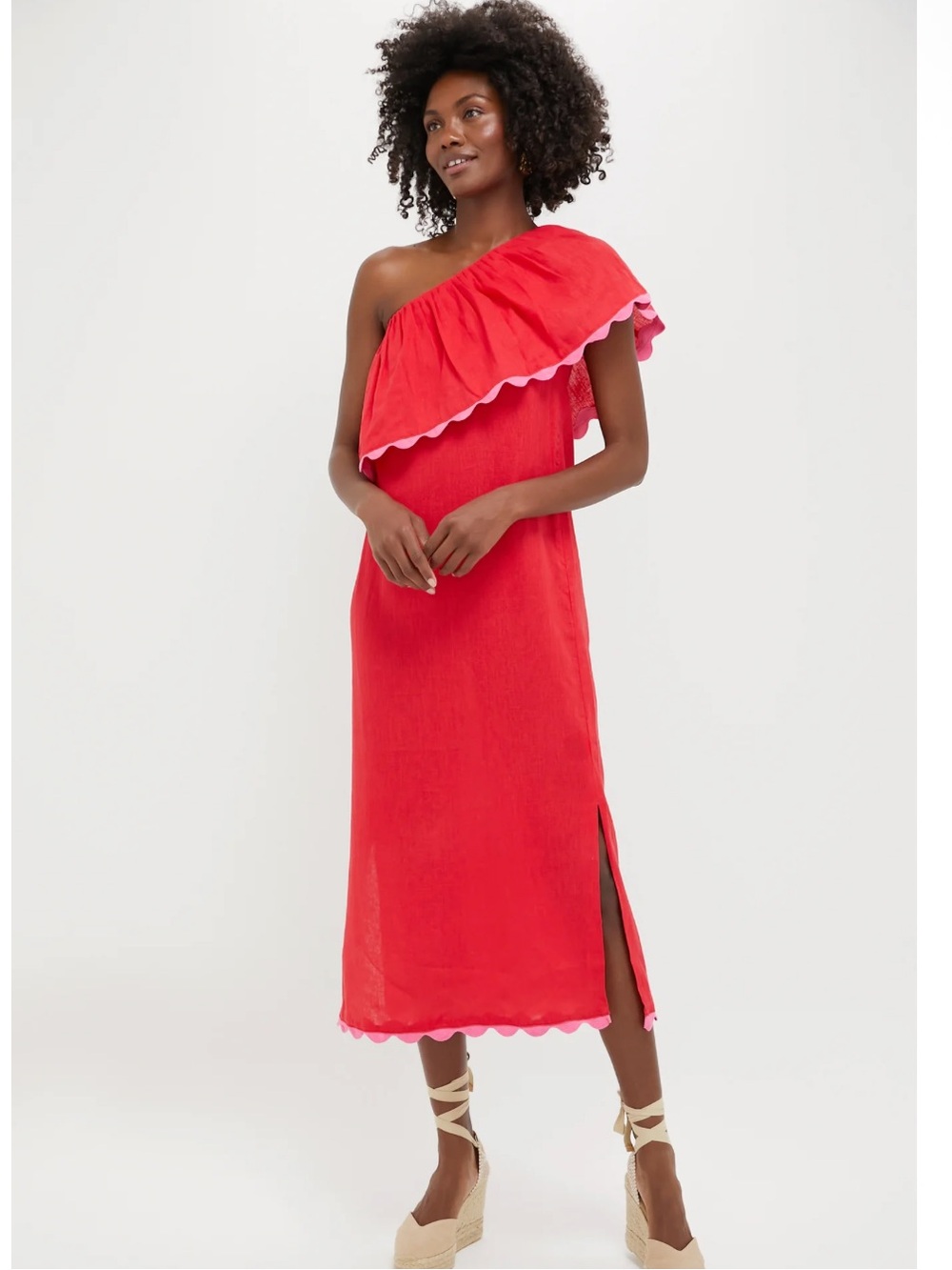 Tuckernuck Hibiscus Red Linen Amalfi Dress